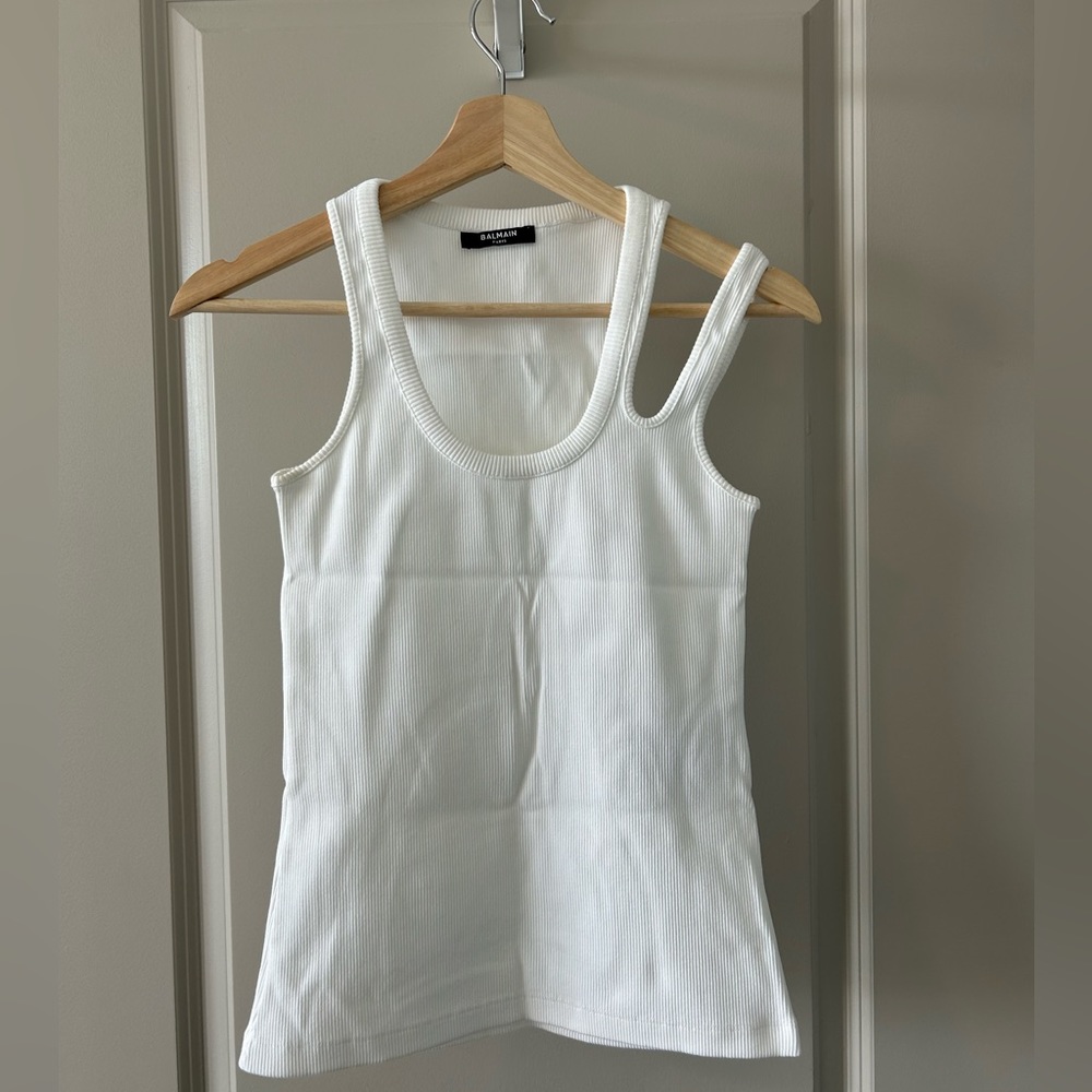 Balmain cut out tank top in white
